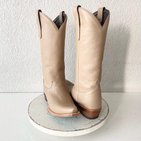 Lane EMMA JANE Womens Cowboy Boots 7.5 Tan Western Cowgirl Mid Calf Pointed Toe - Picture 1 of 11